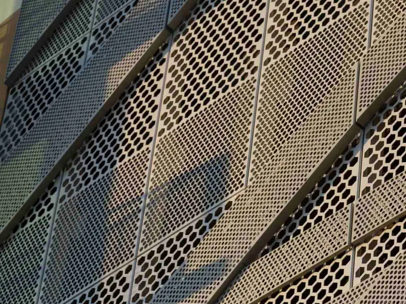 Close-up of anodized aluminium facade system