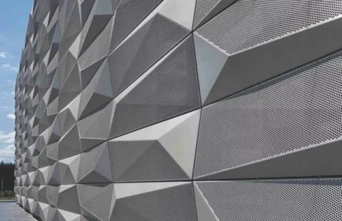 Aluminum facade system on modern building exterior